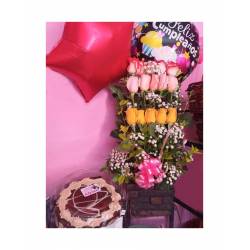 Rosas ,Globos y Postre